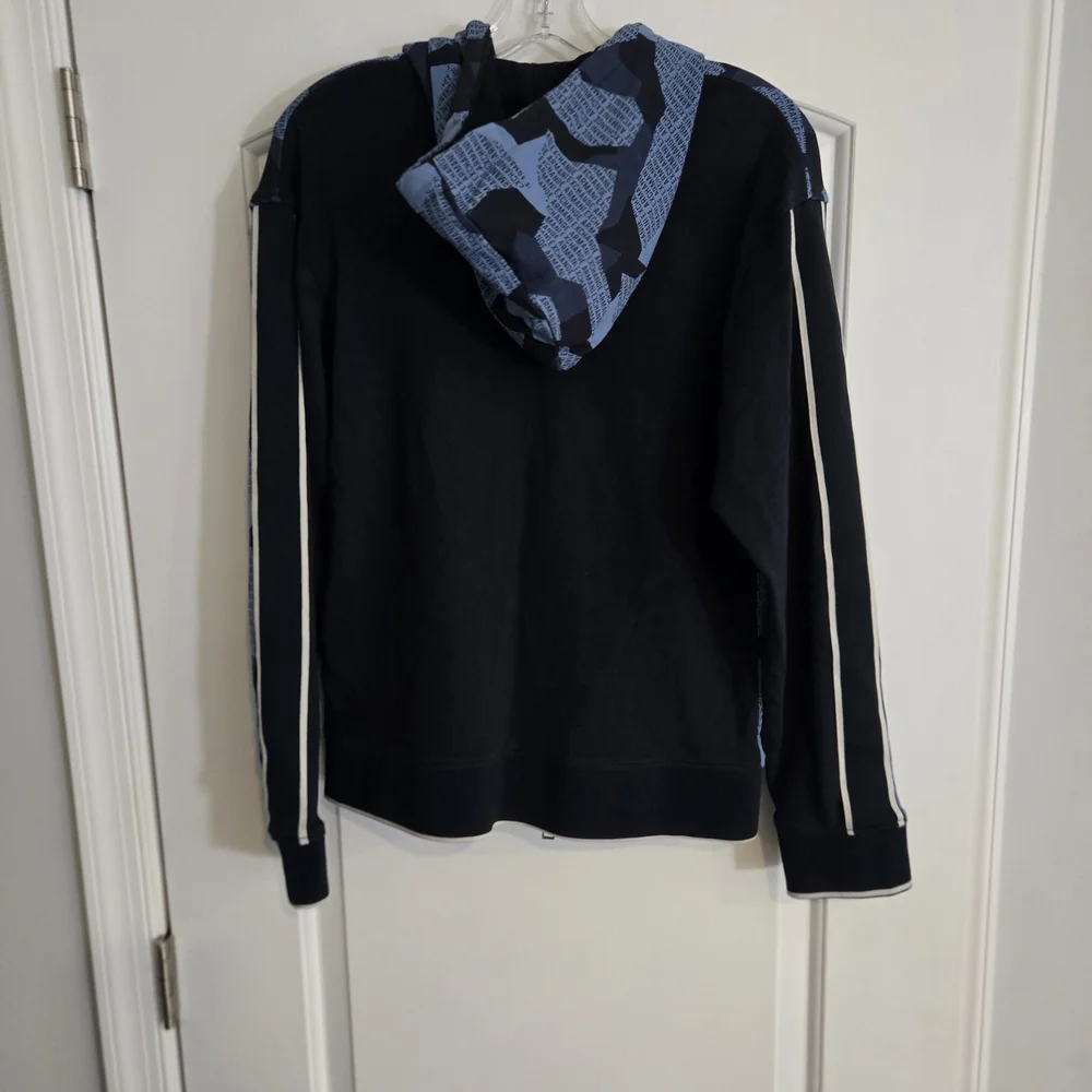 Armani‎ Exchange Men’s Blue Black Logo Zip Hoodie XS Graphic Print Sweatshirt